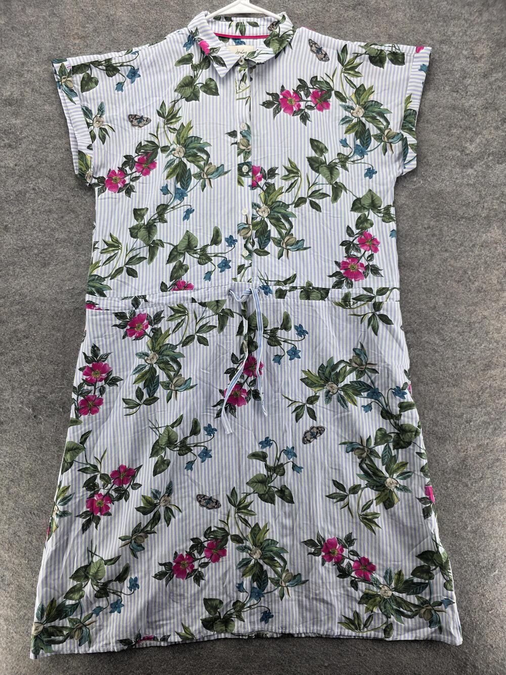 Joules Dress Womens US 12 Multicolor Midi Shirt Dress Short Sleeve Collared